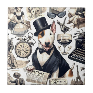 Vintage Bull Terrier Pattern Tile