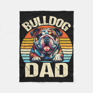 Vintage Bulldog Dad Dog Lovers Daddy Father&#; s D Fleece Blanket