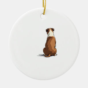 Vintage Bulldog Rear View Illustration Dog Lover G Ceramic Ornament
