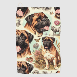 Vintage Bullmastiff Seamless Golf Towel