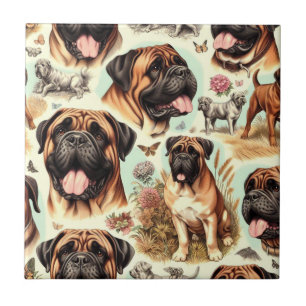 Vintage Bullmastiff Seamless Tile
