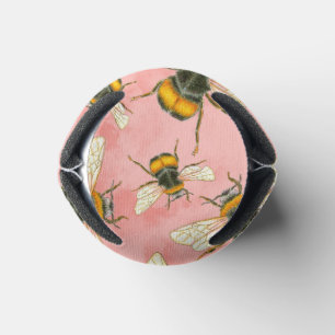 Vintage Bumble Bee Illustration on Peach Clouds Can Cooler