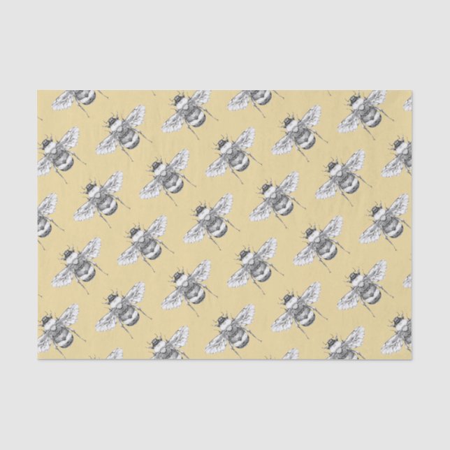 Vintage Bumble Bees Tissue Paper (Front)