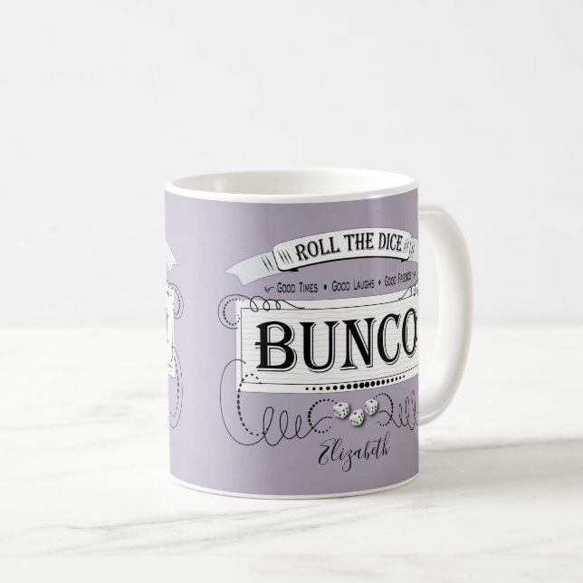 Vintage Bunco Player Monogram Name Coffee Mug (Front Right)