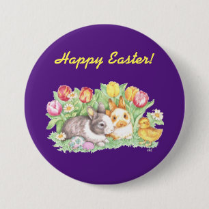 Vintage Bunnies Easter Button