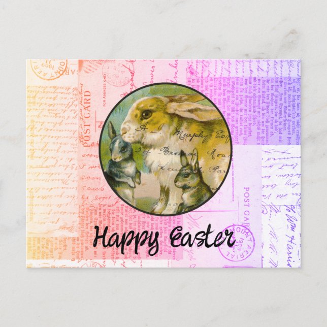 Vintage Bunnies Easter Postcard (Front)