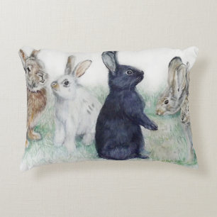 Vintage bunnies, happy easter accent pillow