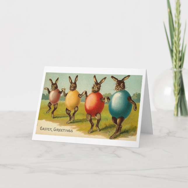 Vintage Bunnies in Eggshells Easter Card (Front)