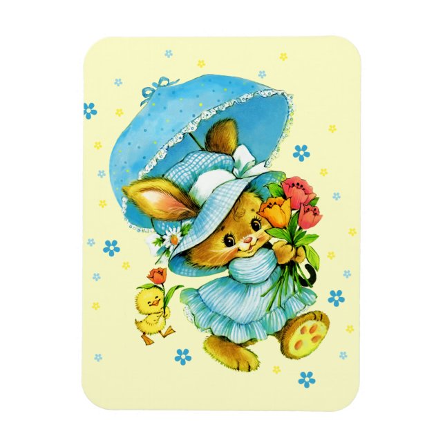 Vintage Bunny and Chick Easter Gift  Magnet (Vertical)