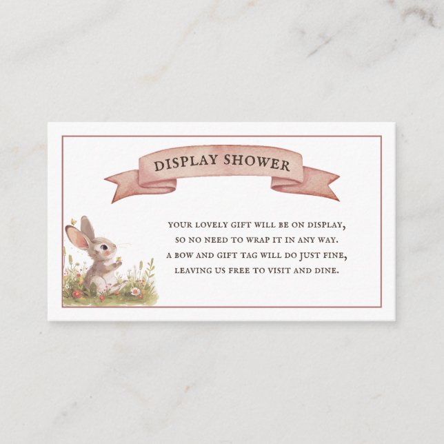 Vintage Bunny Baby Shower Display Shower Enclosure Card (Front)