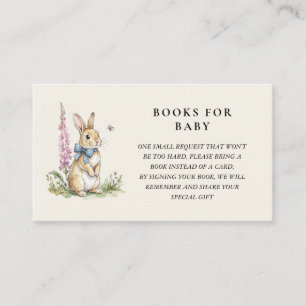Vintage Bunny book request gender neutral shower Enclosure Card