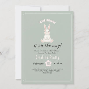 Vintage Bunny Cute Rabbit Floral Girl Baby Shower Invitation