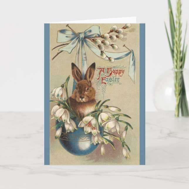 Vintage Bunny Easter Greeting Card (Front)
