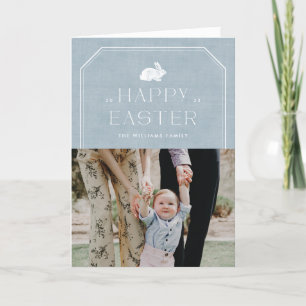 Vintage Bunny Easter Photo Card - Blue