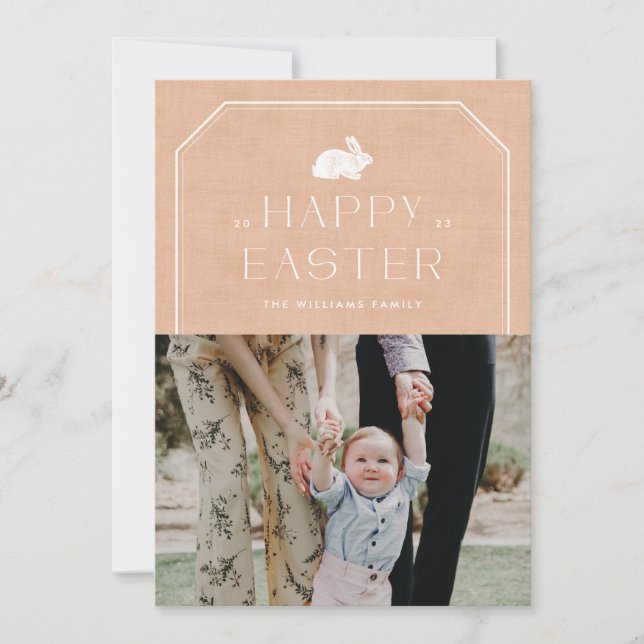 Vintage Bunny Easter Photo Card - Orange (Front)