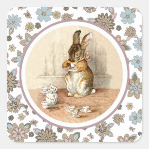 Vintage Bunny Easter  Square Sticker