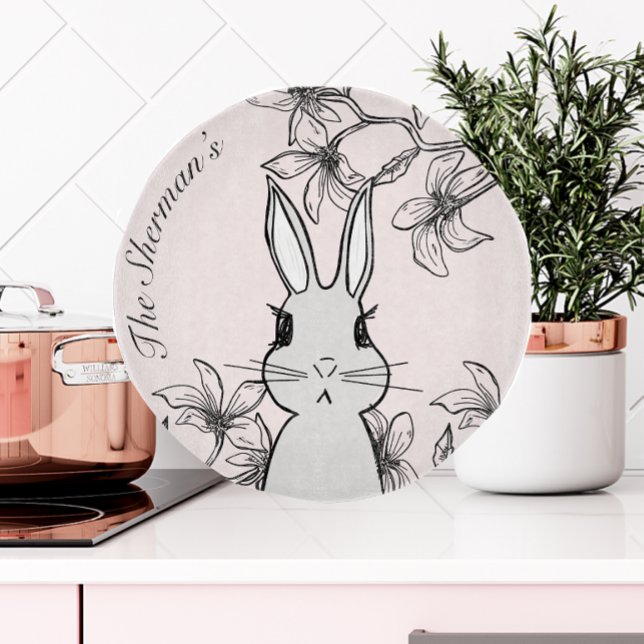 Vintage Bunny Floral Easter  Cutting Board (Creator Uploaded)