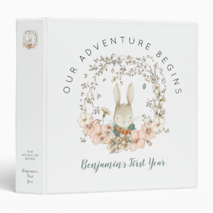 Vintage Bunny Florals First Year Boy Baby Book Binder