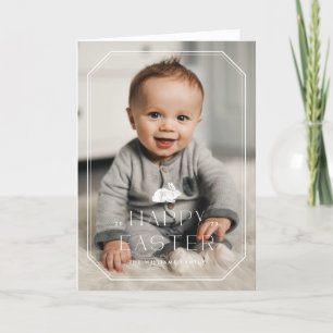 Vintage Bunny Frame Easter Photo Card - White