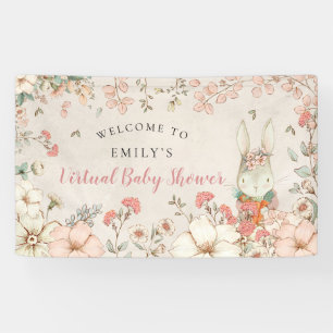 Vintage Bunny Girl Welcome Virtual Baby Shower Banner