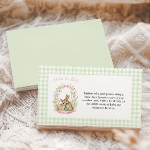 Vintage Bunny Green Gingham Books for Baby Enclosure Card