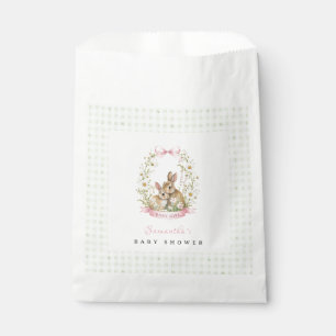 Vintage Bunny Green Gingham Girl Baby Shower Favour Bag