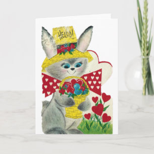 Vintage Bunny Hello Card