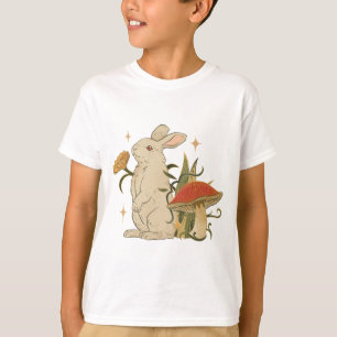 Vintage Bunny & Mushroom Artwork T-Shirt