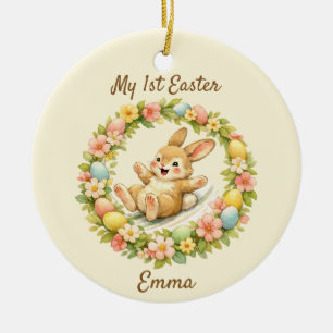 Vintage Bunny My First Easter Ceramic Ornament