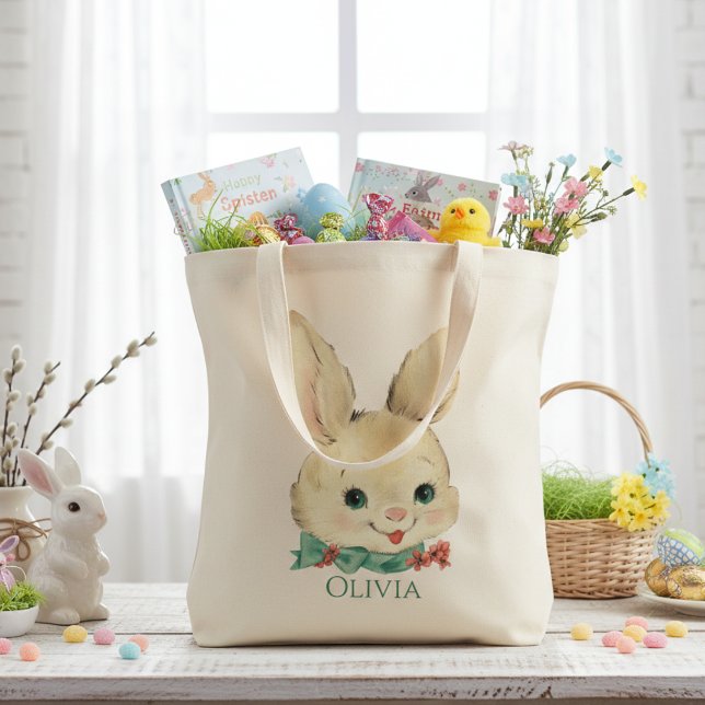 Vintage Bunny Personalized Easter Tote Bag (Vintage Bunny Personalized Easter Tote Bag)