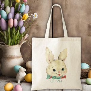 Vintage Bunny Personalized Easter Tote Bag
