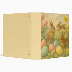 Vintage Bunny/Rabbit Easter Egg/Spring  Fleece  Binder
