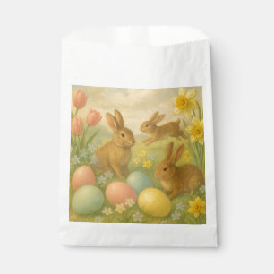 Vintage Bunny/Rabbit Easter Egg/Spring  Fleece  Favour Bag