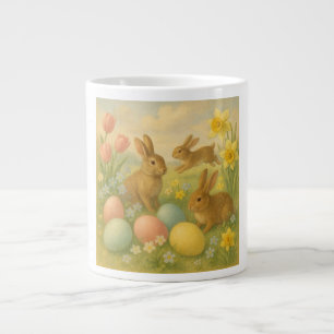 Vintage Bunny/Rabbit Easter Egg/Spring  Fleece  Large Coffee Mug