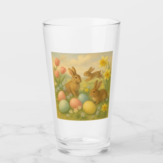 Vintage Bunny/Rabbit Easter Egg/Spring   Glass (Front)