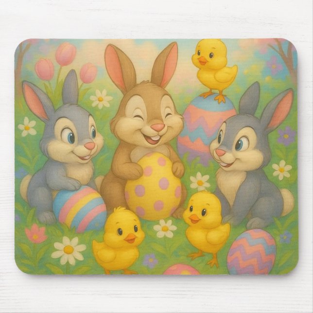 Vintage Bunny/Rabbit Easter Egg/Spring  Mouse Pad (Front)