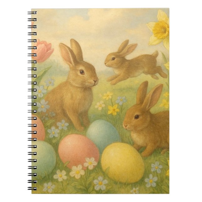 Vintage Bunny/Rabbit Easter Egg/Spring   Notebook (Front)