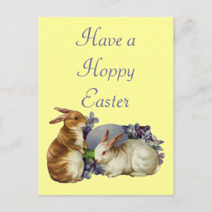 Vintage Bunny Rabbits Holiday Postcard