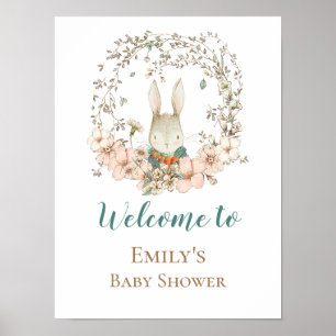 Vintage Bunny Script Welcome to Baby Shower Sign