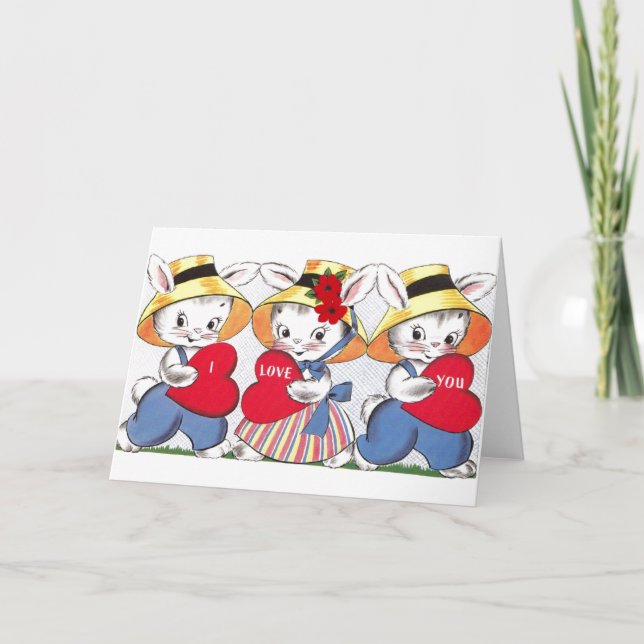 Vintage Bunny Valentine's Day Greeting Card (Front)