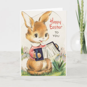 Vintage Bunny with Accordion Easter Card