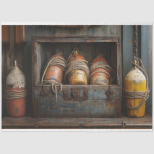 Vintage Buoy Set Rustic Nautical Decoupage Tissue Paper