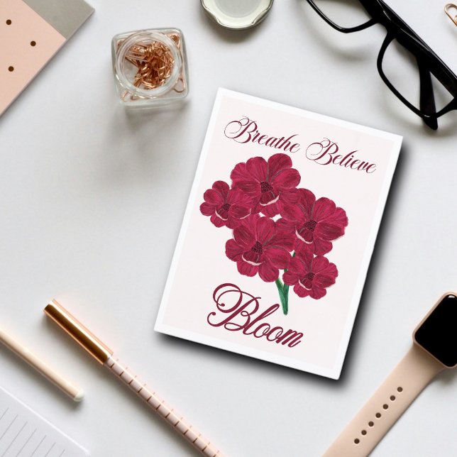 Vintage Burgundy Anemone Florals -Breathe, Believe Postcard (Creator Uploaded)