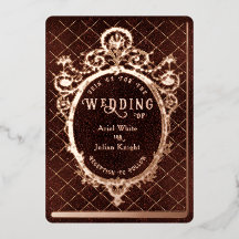Vintage Burgundy Book Lovers Ornate Frame Wedding