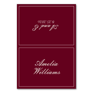 Vintage Burgundy Cream Old Money Fancy Wedding Table Number