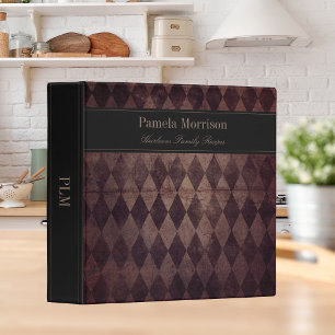 Vintage Burgundy Damask Family Recipes Binder
