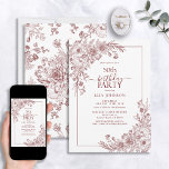 Vintage Burgundy Floral Line Art 50th Birthday Invitation<br><div class="desc">Celebrate a milestone in style with our Vintage Burgundy Floral Line Art 50th Birthday Invitation. From its hand lettered calligraphy to the vintage line art corner arrangements in elegant burgundy, this invitation sets the tone for your special day. With the matching floral pattern on the back of each card, everyone...</div>
