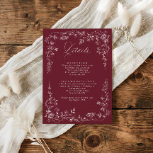 Vintage Burgundy French Floral Wedding Details