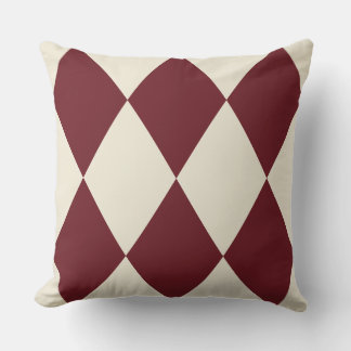 Vintage Burgundy Harlequin Diamond Pattern | Retro Throw Pillow