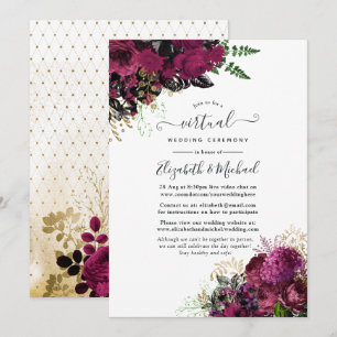 Vintage Burgundy Marsala and Gold Virtual Wedding Invitation